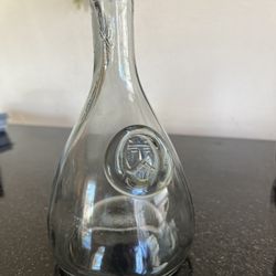 VTG 1970’s Danish Holmegaard Viking Glass Carafe. Embossed Medallion Ole Winther 9x5”