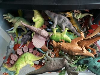 Drawer of rubber dinosaurs