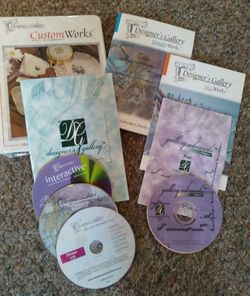 Embroidery design suites, instructional materials, CDs, magazines