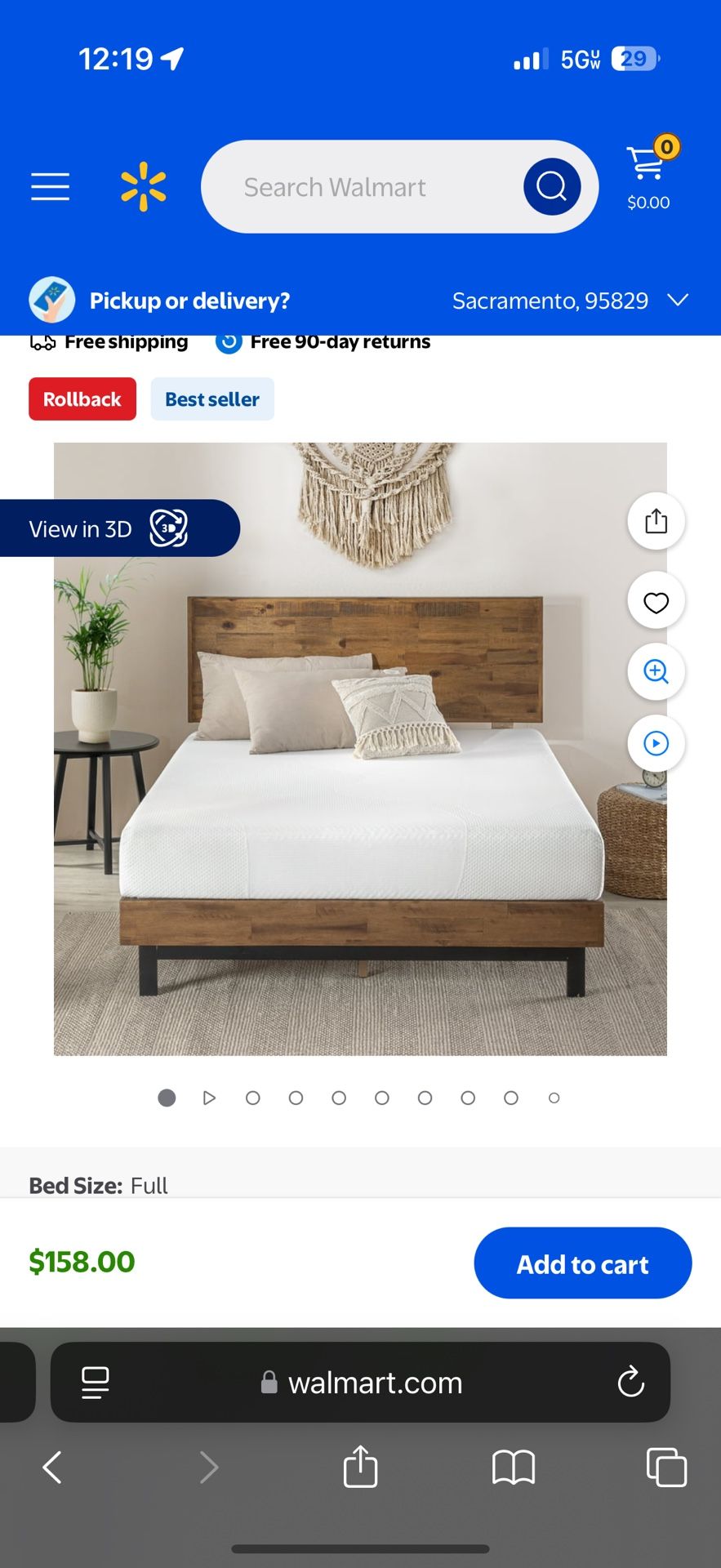 Full Size Memory Foam Bed