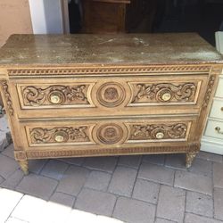 Wood Ornate Distressed dresser 