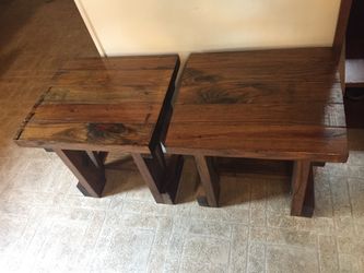 Two Matching Wood Side Tables