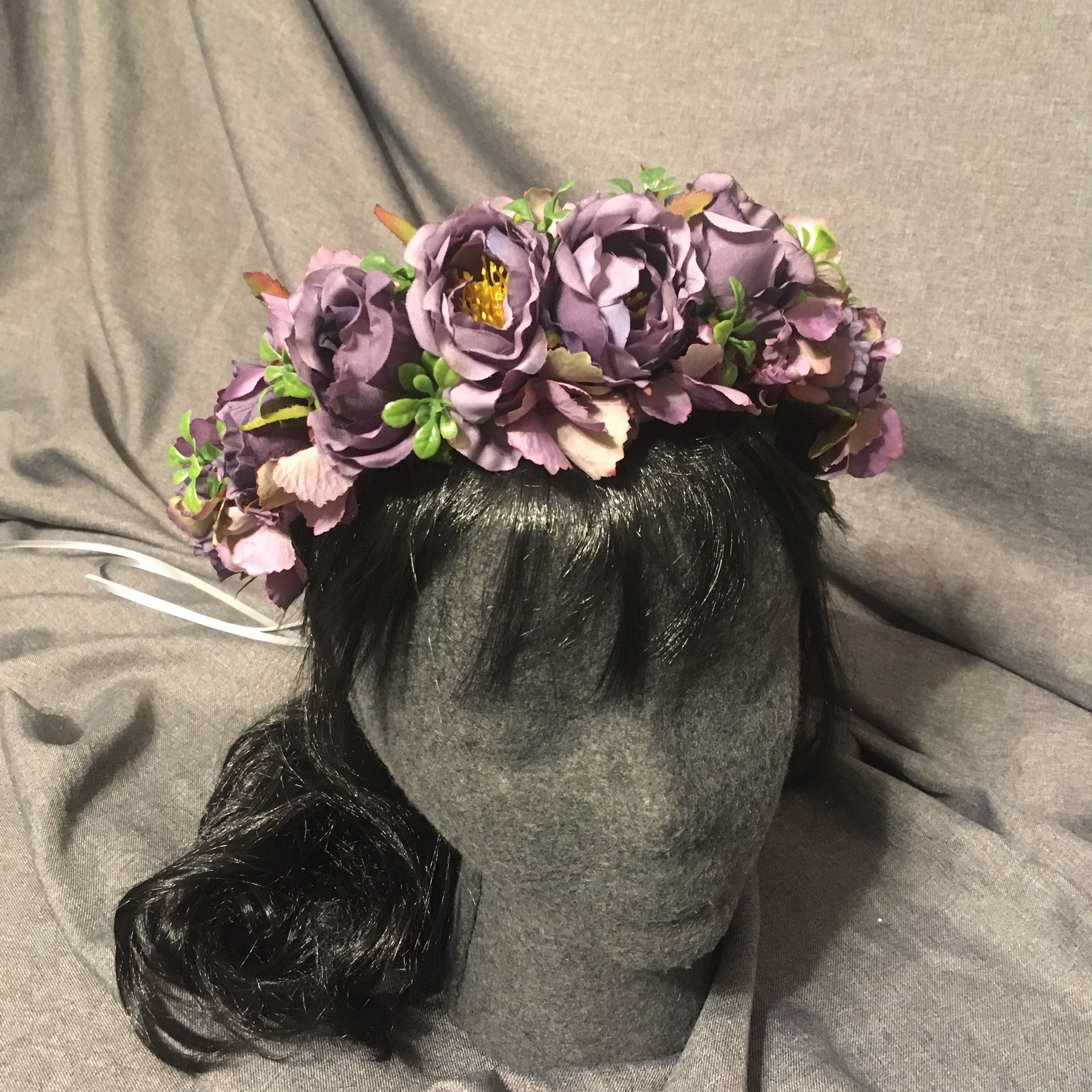 Purple flower crown with aged look