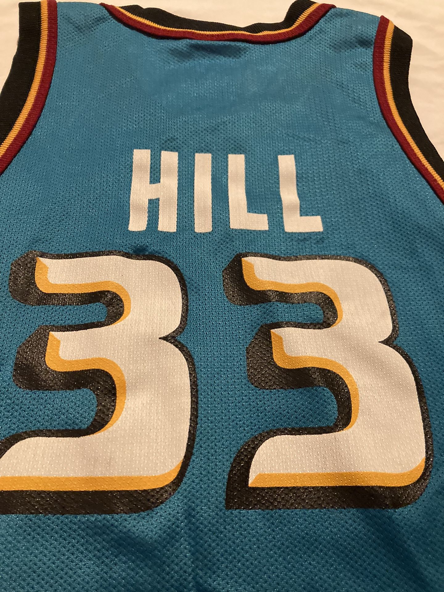 VTG NBA Detroit Pistons Grant Hill Champion White Jersey Youth