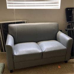 Grey Leather Loveseat