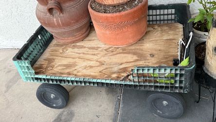 Garden Cart Wagon with Wood Deck