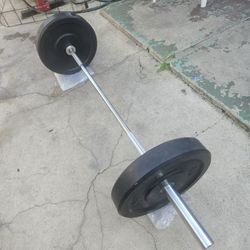 New 6 Ft Olympic Barbell With Two 45lbs Bumper Plates