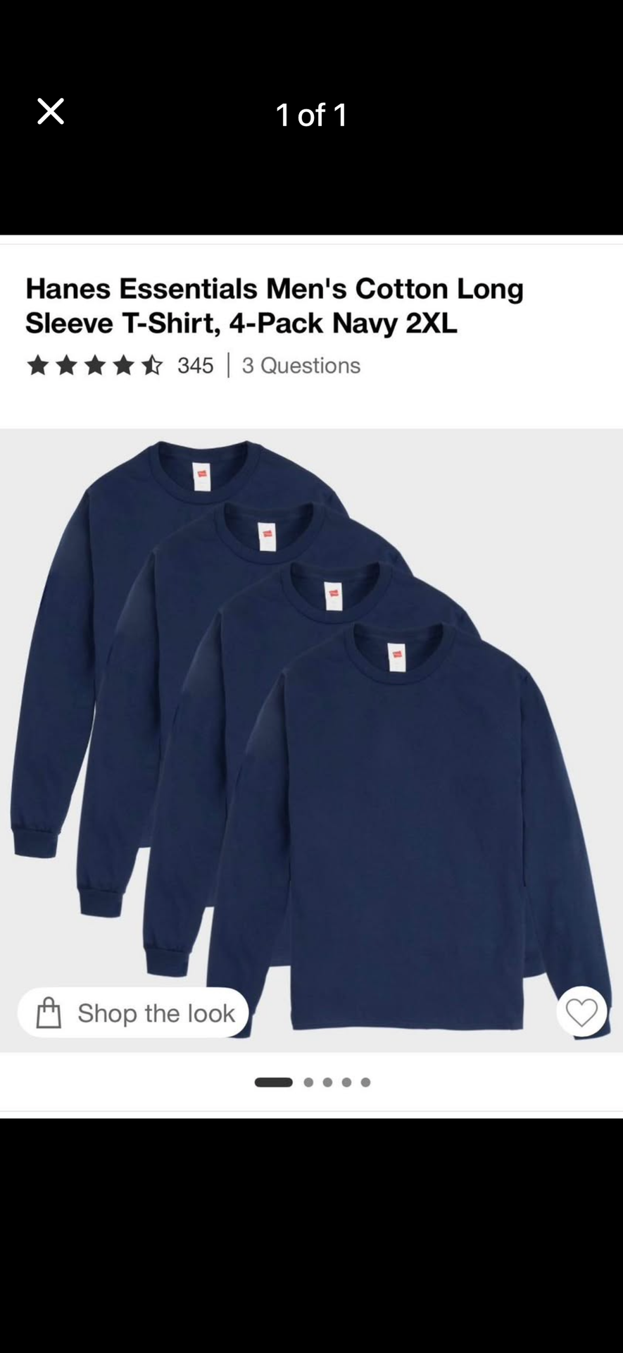 Hanes Essentials Men's Cotton Long Sleeve T-Shirt, 4-Pack Navy 2XL