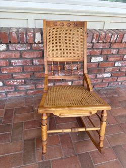 Antique Wood Rocking Chair with Cane Seat
