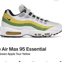 Nike Air Max 95 Essential White Green Apple Tour Yellow Size 9M