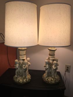 Antique Cherub Lamps (2)