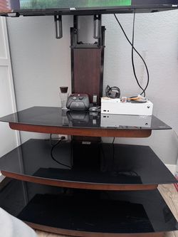 3-Tier Glass TV Stand with Wood Frame