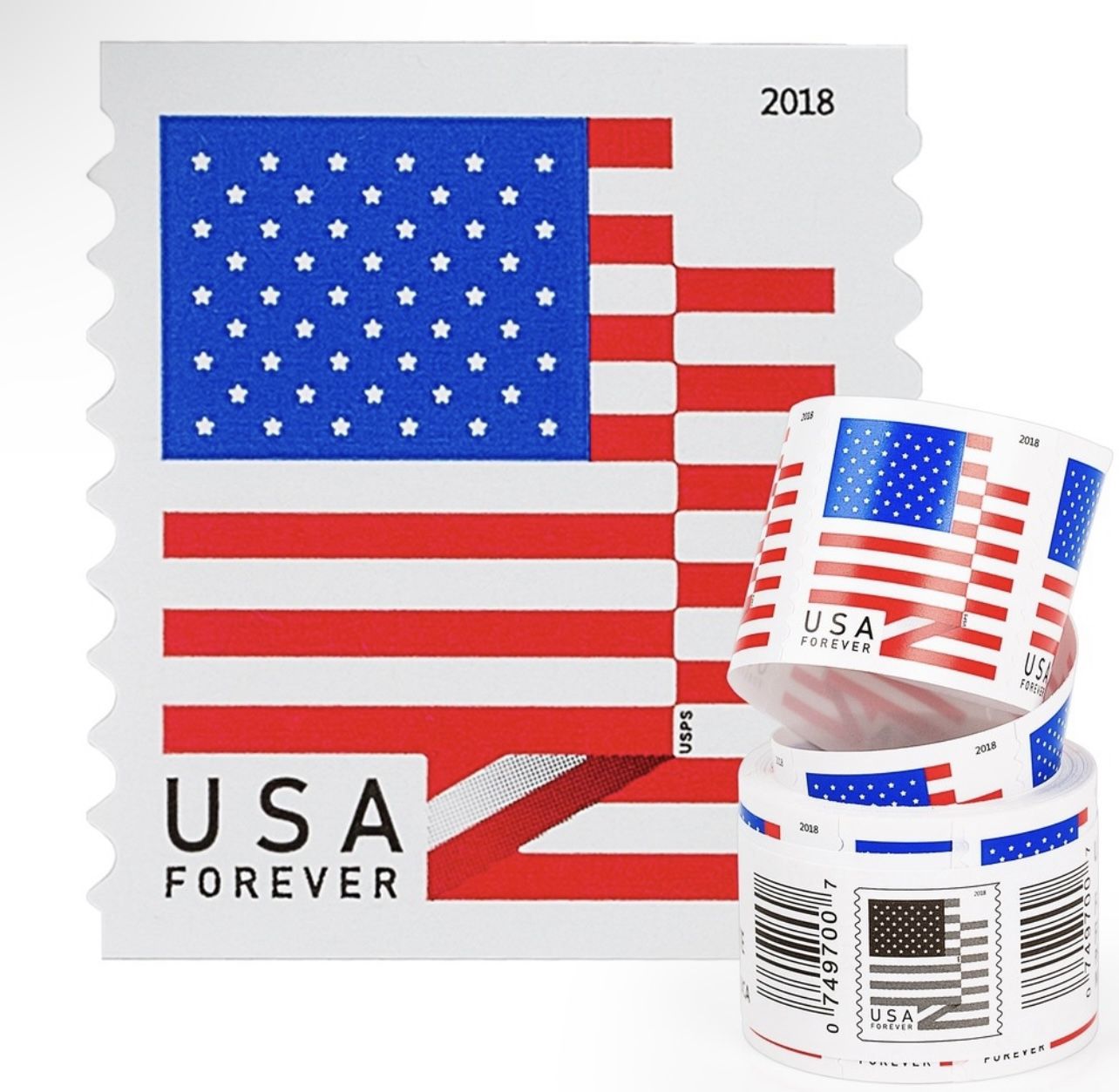 Forever Stamps USPS First Class Postage Stamps U.S. Flag 2018 Roll 1 Of 100