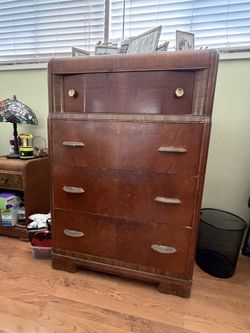 Antique Art Deco Waterfall Dresser Chest
