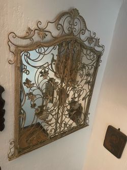 Vintage French Cast Iron Mirror