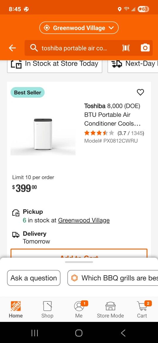 toshiba portable air conditioner