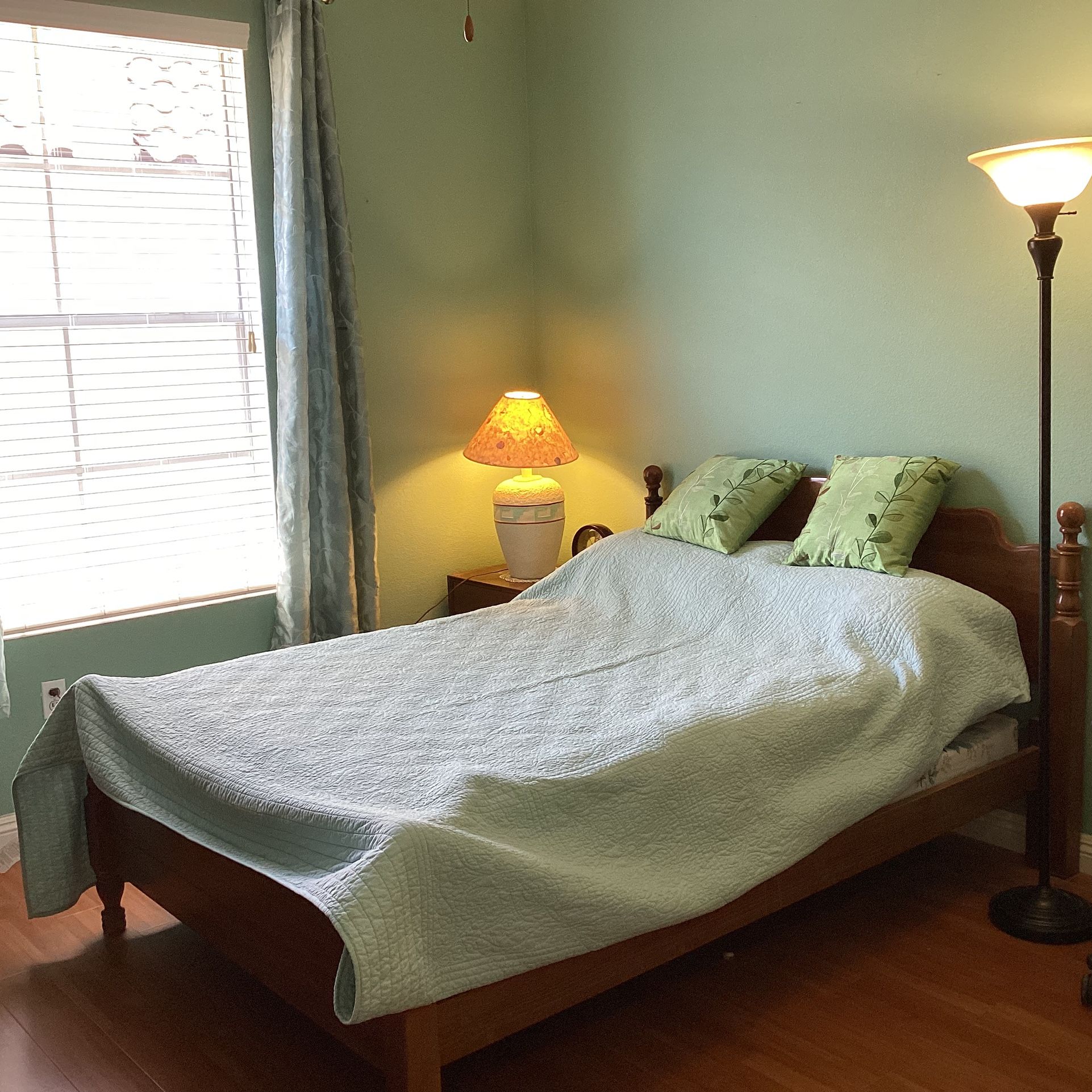 50% Off Wooden Bedroom Set With Mattress And Night Stand , With Mattress Case Now $20 Only.