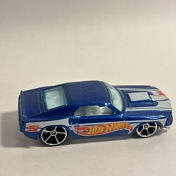 2011 Hot Wheels HW Racing '69 Ford Mustang #155 Blue w/ Flames 