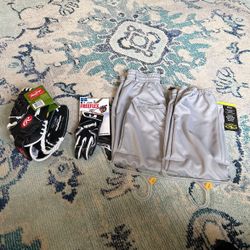 Youth Softball / Baseball Glove , Batting Gloves And Baseball Pants