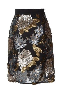 Sequins Black, Gold, Silver Skirt Midi Style