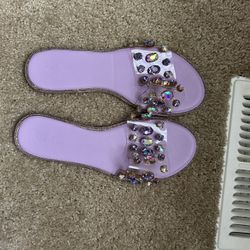 Rhinestone Mule Flat