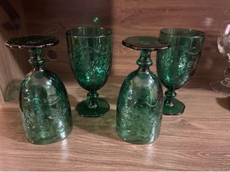 PRINCESS HOUSE emerald green glasses 4 pc