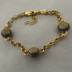 🧿 925 Silver bracelet blue evil eye cz stones 18k gold plated