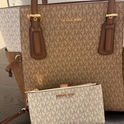 Brand New Michael Kors Bag+ Wallet+ matching Michael Kors Umbrella.