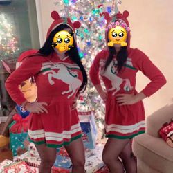 Unicorn Sweater Dress - Christmas Colors - Girl’s Size XL