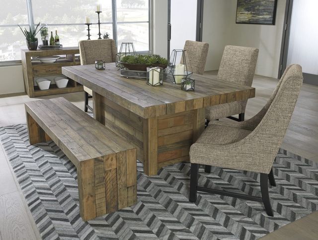 Rustic Wood Dinning Table with 4 chairs and bench