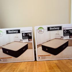 2 Sealed Bestway Air Mattresses Queen 20” With Built-In AC Pump And Antimicrobial Coating