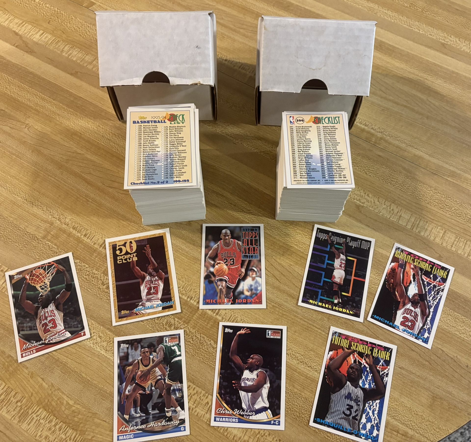1993-94 TOPPS BASKETBALL NEARLY COMPLETE SET #1-396 WEBBER RC JORDAN(S) PENNY RC SHAQ