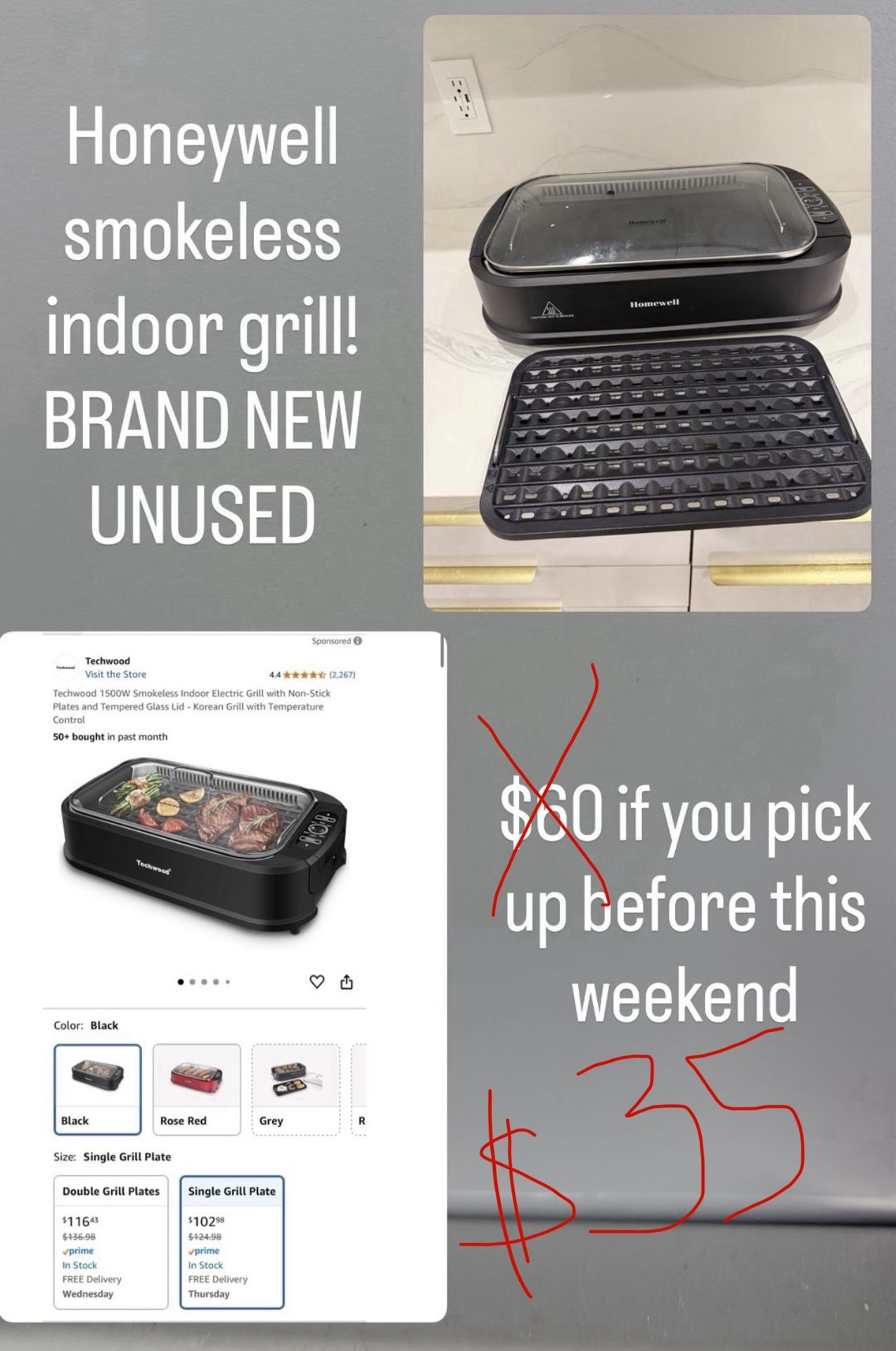 Honeywell Indoor Smokeless grill!!!! Brand New Unused!