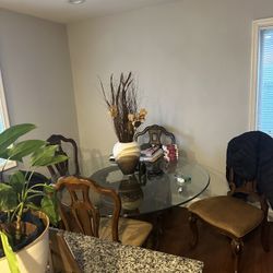 Glass Dining Table And  4 Chairs 