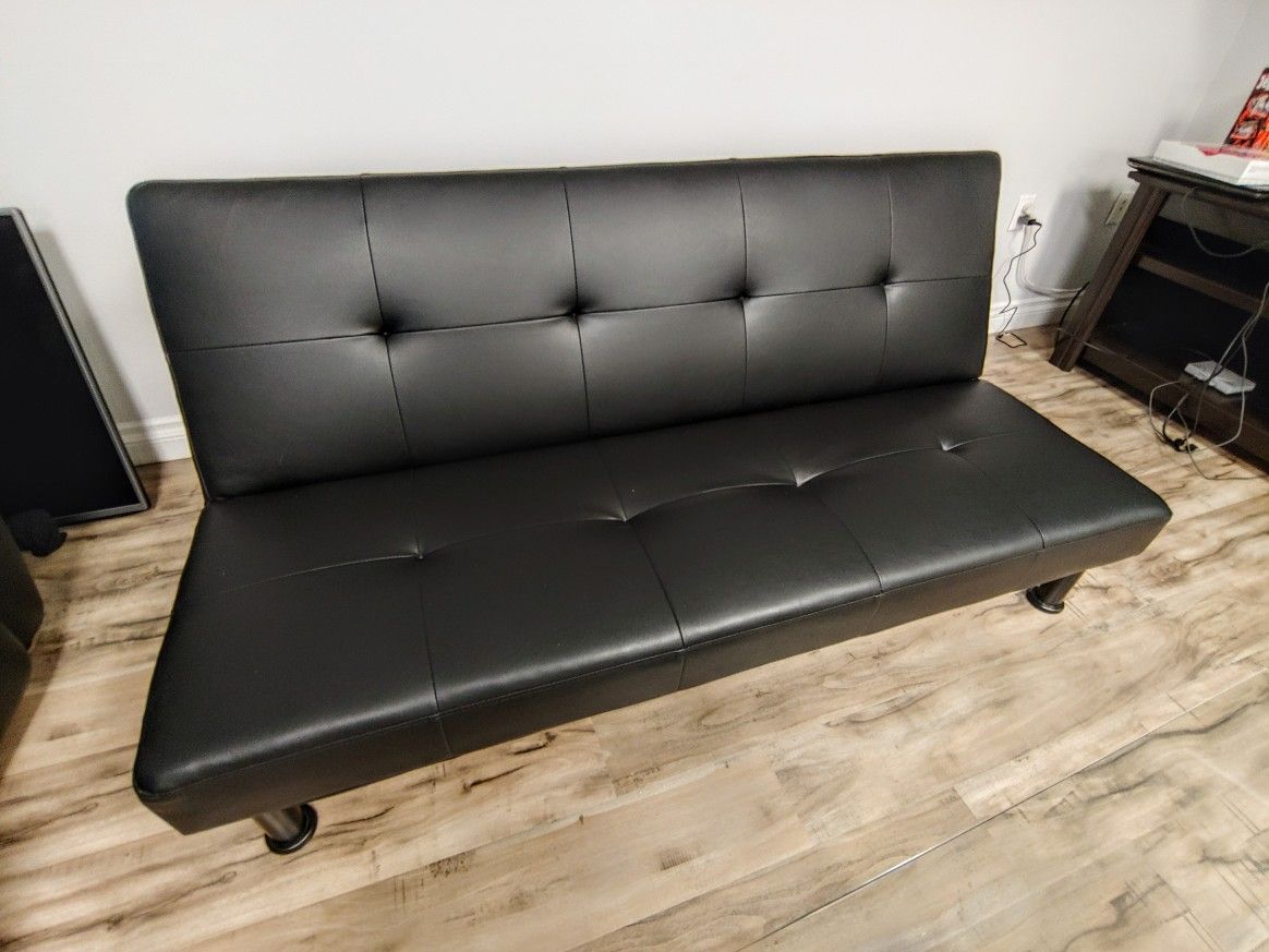 Like new futon black flux leather material