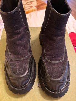 Gucci GG Canvas Lug Sole Ankle Boots