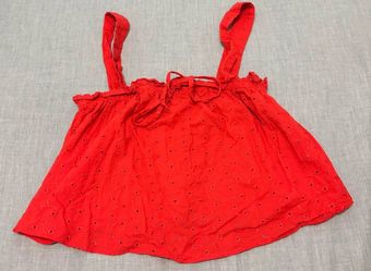 Red Eyelet Crop Cami Top