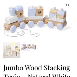 Melissa & Doug Jumbo Wood Stacking Train – Natural White (brand new, rare, discontinued)