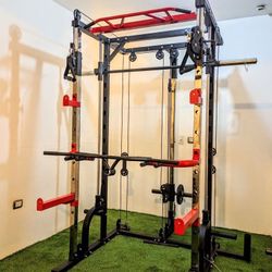NEW GOLIATH Smith Machine With Pulley System  Add Straight Barbell, Bench  , Attachments For Your Weights 