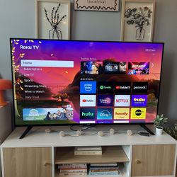 55” Roku Smart TV + Modern TV Stand – Can Sell Separately