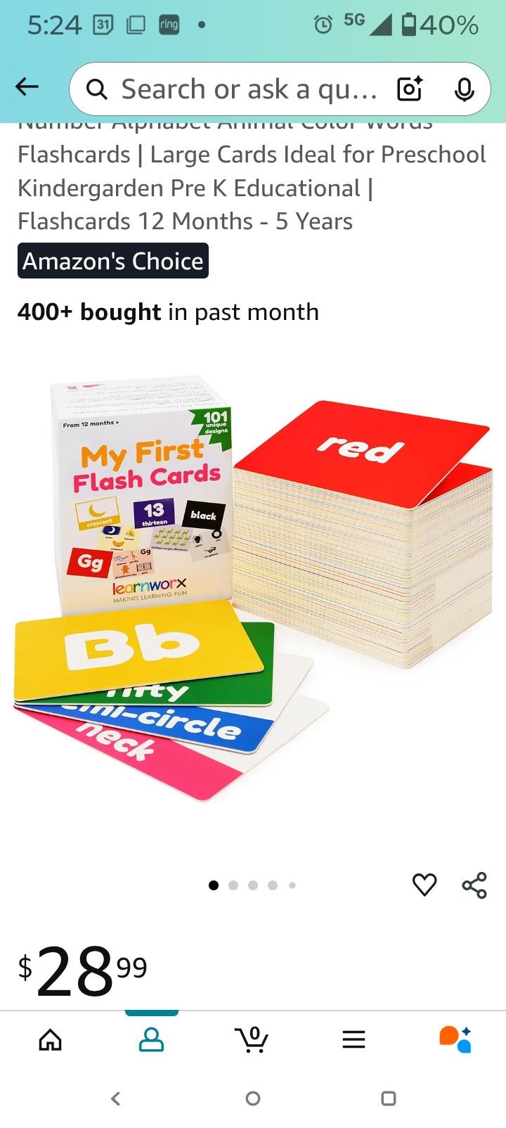 My First Flash Cards For Toddlers 101 LARGE double sided cards