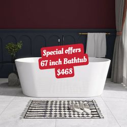 67 inch Freestangding Bathtub,Bath Tub, Soaking Tub – Oval Acrylic Bathtubs