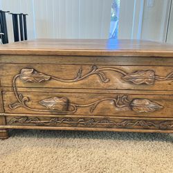 Coffee Table Unique Large Solid Wood Detail Drawers