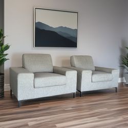 Actona Company Wide Arm Accent Lounge Chairs Modern Scandinavian (Pair) FREE DELIVERY