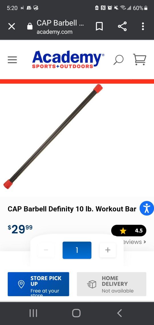 CAP10lb Barbell  Definity Workout Bar