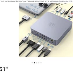 18 IN1 USB C Docking Station 4K Triple Display USB C Hub Multiport Adapter 