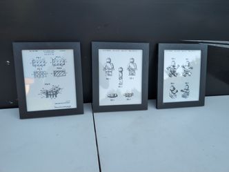 Set of 3 Framed Lego Patent Prints