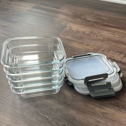 5-Pack, 36 Oz Glass Meal Prep Containers with Snap Locking Lid,Microwave, Oven, Freezer and Dishwasher (location: River North)