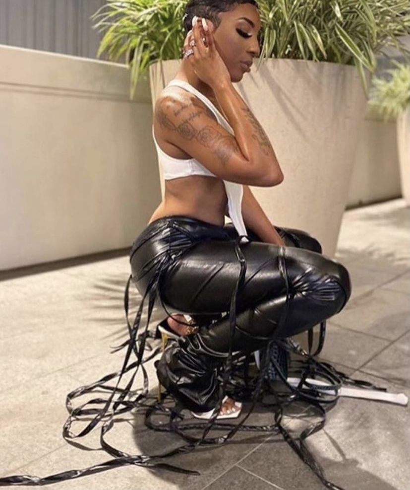 String leather pants