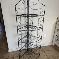 Vintage Folding Metal Ornate 5 Tier Plant Stand Home Decor 